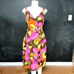 Avenue retro floral dress w/ matching bejeweled tie
